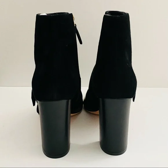 Black BALLY Jaydee Peep-Toe Suede Leather Booties with Buckles 3.5" Heels - Picture 9 of 9